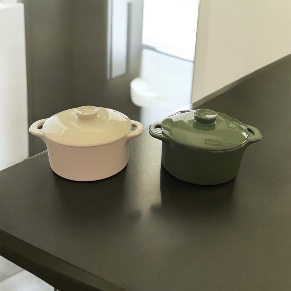 Brocc Your Body Mini Round Ceramic Cocotte Set of 2 NIB - Picture 3 of 14